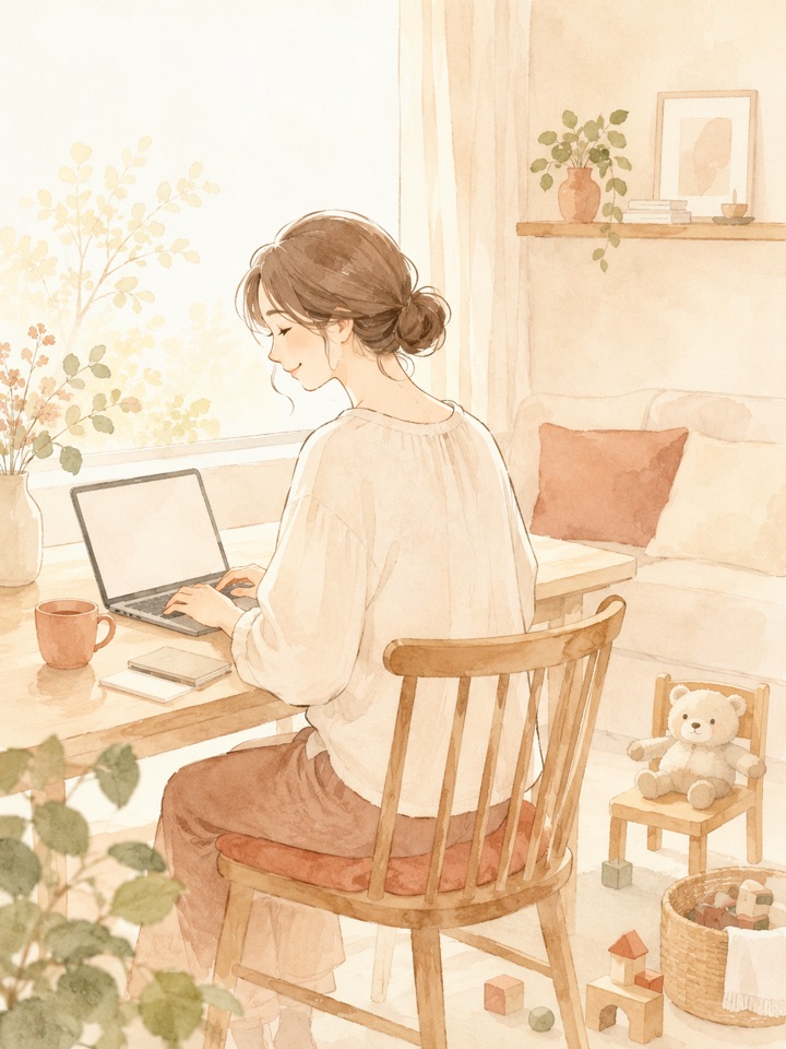 在宅で理想の働き方を思い描く女性